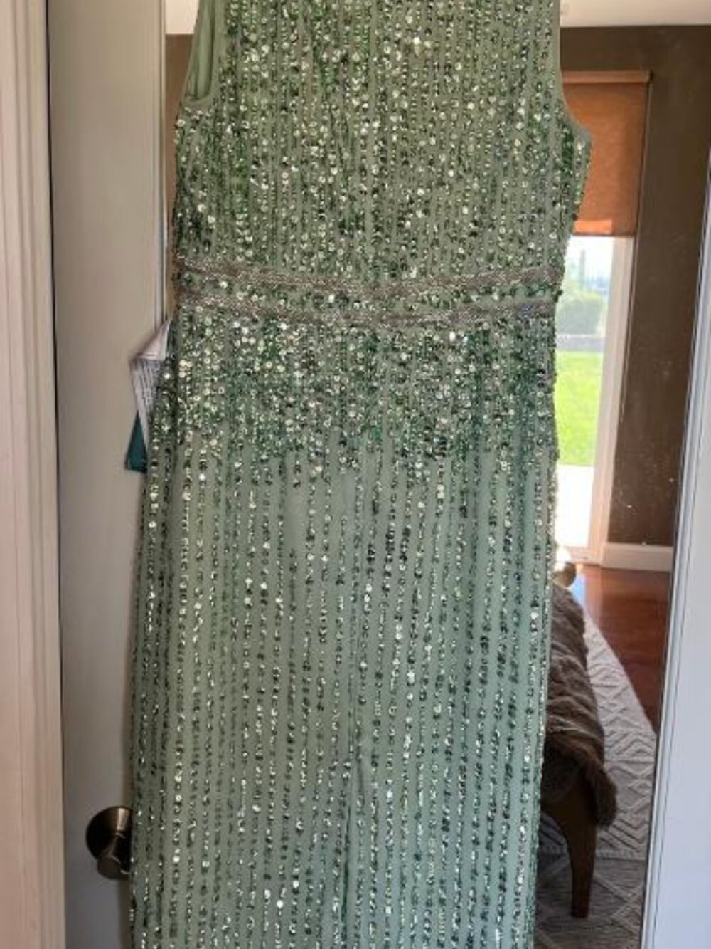 Mac Duggal 70267 Sequined Sleeveless V-Neck Midi Sheath Dress Size 10 - Picture 5 of 14